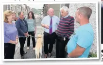  ??  ?? ● Hywel Williams MP (left, centre) meets locals Llew and Avril Pritchard, Cllr Olwen Gwilym, Keith Chadwick and Cllr Kevin Jones to discuss the parking problems (above)