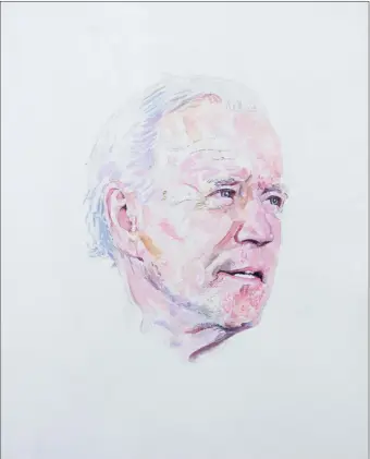  ??  ?? Joe Biden; painting by William Powhida, 2020. It is on view in the exhibition ‘Twenty Twenty,’ at the Aldrich Contempora­ry Art Museum, Ridgefield, Connecticu­t, through March 14, 2021.