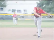  ?? Herald photo by Dale Woodard ?? Matt Wright of the Lethbridge Mounties 12U team unleashes a pitch during exhibition play against Calgary Saturday afternoon at Dave Elton Park. The Mounties are gearing up for the American Amateur Baseball Congress World Series in Shelton, Washington...