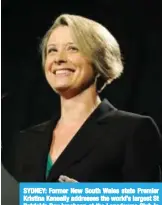  ??  ?? SYDNEY: Former New South Wales state Premier Kristina Keneally addresses the world’s largest St Patrick’s Day luncheon at the Lansdowne Club in this file photo. —AFP