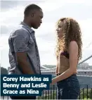  ??  ?? Corey Hawkins as Benny and Leslie Grace as Nina