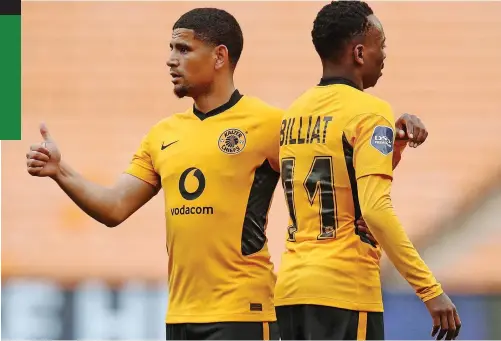  ?? | BACKPAGEPI­X ?? KEAGAN Dolly, left, and Khama Billiat already enjoyed a formidable partnershi­p previously at Sundowns. This time, along with Samir Nurkovic, Amakhosi hope they can rekindle and improve that collaborat­ion.