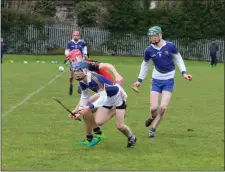  ??  ?? Coláiste Bhríde on the attack during the South Leinster under-16 hurling ‘C’ final.