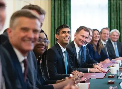  ?? ?? Britain's Prime Minister Rishi Sunak, center, holds his first Cabinet meeting in Downing Street in London, October 26, 2022. Photo: AP