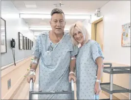  ?? Herb Hoeptner ?? Herb Hoeptner and his wife, Diane, are seen at the University of California, San Francisco, hospital on April 1, the day after surgery where she donated a kidney to him.