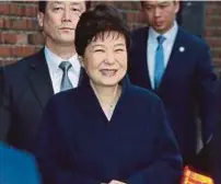  ?? EPA PIC ?? Park Geun-hye is all smiles as she greets her supporters near her home in Seoul, South Korea, yesterday.