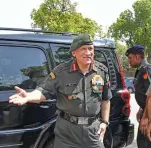  ?? — ASIAN AGE, PTI ?? Navy Chief Admiral Sunil Lamba ( left) and Chief of Army Staff General Bipin Rawat ( above) at the Parliament House in New Delhi on Tuesday.