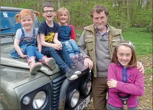  ??  ?? Bernard Russell, with grandchild­ren Skye, left, Finn, Alice and Phoebe FAMILY TREE:
