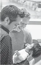  ?? MARTIN E. KLIMEK/USA TODAY ?? Facebook CEO Mark Zuckerberg, right, greets visitor Raman Gulati and his 3-month-old daughter, Sohana, at Facebook headquarte­rs in Menlo Park, Calif., in 2016.