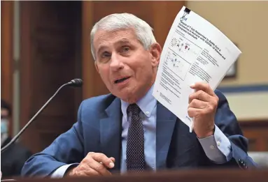  ?? GETTY IMAGES ?? Dr. Anthony Fauci, director of the National Institute of Allergy and Infectious Diseases, testifies before a U.S. House Subcommitt­ee hearing Friday on Capitol Hill in Washington.