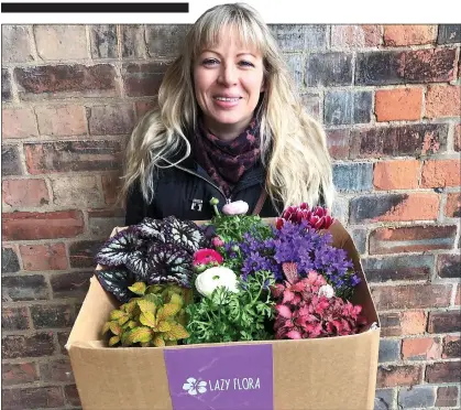  ??  ?? THINKING OUT THE BOX: Claire Ransom, of Lazy Flora, has been running her UK flower business from the US
