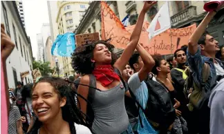  ?? GETTY IMAGES ?? Protesters march in Rio de Janeiro during the general strike in protest at the government’s proposed pension reforms and other austerity measures.