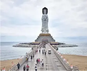  ??  ?? GUANYIN. The 108-meter statue of the goddess Guanyin at the South Sea of China in Sanya.