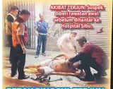  ??  ?? AKIBAT TERJUN: Suspek diberi rawatan awal sebelum dihantar ke Hospital Sibu.