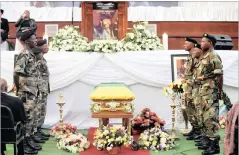  ??  ?? SPECIAL TRIBUTE: A guard of honour was formed for Struggle hero Indres Naidoo at the Johannesbu­rg City Hall yesterday.