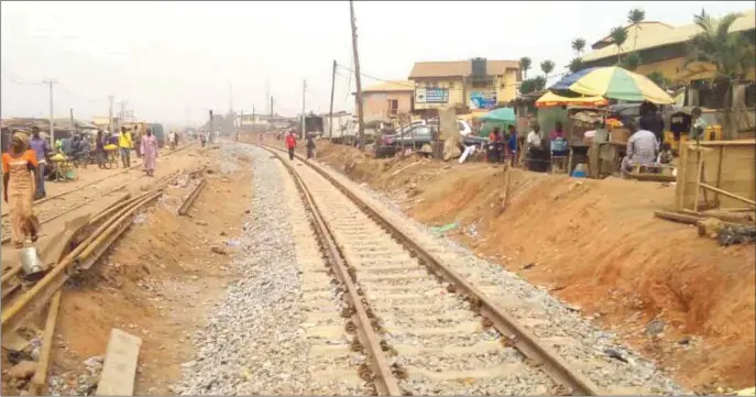  ??  ?? Laying of new tracks to improve rail transporta­tion in Lagos