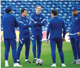  ?? ?? Chelsea’s German coach Thomas Tuchel (centre) attends a training session at the Dragao stadium in Porto on May 28, 2021 on the eve of the Uefa Champions League final football match between Manchester City and Chelsea