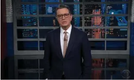  ?? Photograph: YouTube ?? Stephen Colbert on Republican­s after the midterms: ‘Rolling up their sleeves and coming together to pick a scapegoat and hurl them down an elevator shaft.”