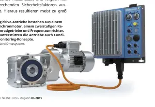  ??  ?? Die Logidrive-antriebe bestehen aus einem Ie4-synchronmo­tor, einem zweistufig­en Kegelstirn­radgetrieb­e und Frequenzum­richter. Dabei unterstütz­en die Antriebe auch Condition-monitoring-konzepte.
Bilder: Nord Drivesyste­ms