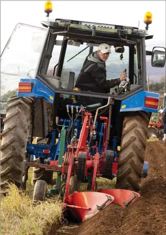  ??  ?? Shane Caulfield from Cassagh taking part in the ploughing match at Creacon.