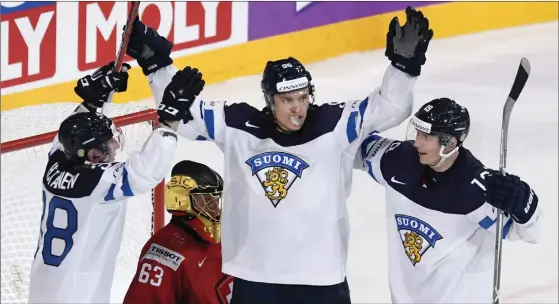  ?? FOTO: LEHTIKUVA/VESA MOILANEN ?? Mikko Rantanen har fått jubla tre gånger som målskytt i VM. Mot Sverige vill han fortsätta producera framåt.