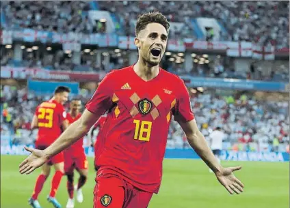  ?? FOTO: AP ?? Adnan Januzaj celebra su primer gol en el Mundial El jugador de la Real Sociedad fue el mejor del partido y su jugada, la más destacada