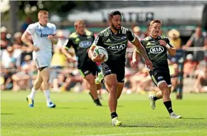  ?? GETTY IMAGES ?? Hurricanes outside back Vince Aso breaks clear to score against the Crusaders yesterday.