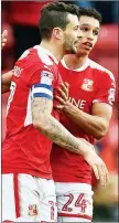  ??  ?? JOY: Swindon’s Marc Richards celebrates