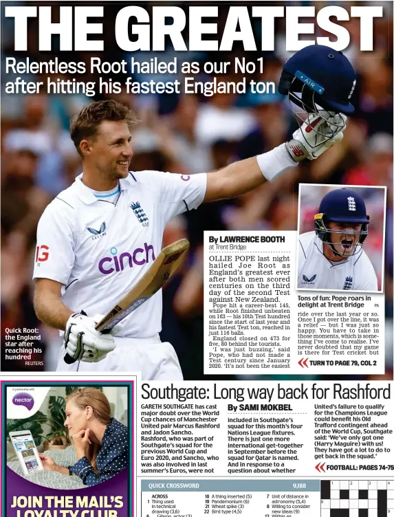  ?? REUTERS ?? Quick Root: the England star after reaching his hundred