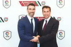  ?? Courtesy: Organiser ?? Fernando Sanz and Hussain Mrad, CEO Inspiratus, while announcing the launch of La Liga’s first academy in Dubai.