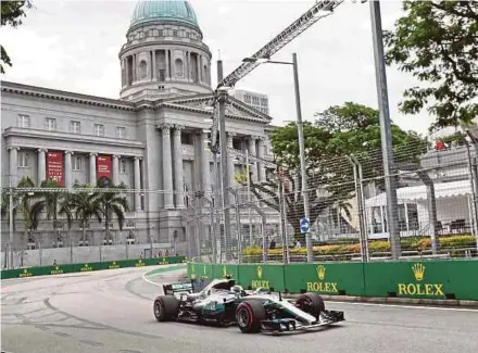  ?? AFP PIC ?? Mercedes driver Valtteri Bottas in the first practice session of the Singapore Grand Prix yesterday.