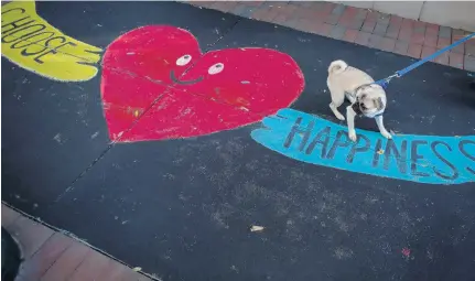  ?? STEPHEN M. KATZ/STAFF ?? Katie Caraviello, business developmen­t and community relations manager for a real estate firm in Virginia Beach’s Town Center, came up with the idea for a sidewalk chalk art show. The artwork will be on display until October 4th.