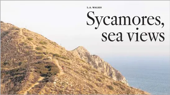  ?? Photograph­s by Maria Alejandra Cardona Los Angeles Times ?? SYCAMORE CANYON in Point Mugu State Park, off Pacific Coast Highway in Malibu, has dramatic ocean views but little shade. Bring a hat, sunscreen and water.