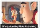  ??  ?? Elfie (voiced by Rivka Rothstein) and Theo (Erik Hansen)