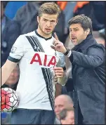  ??  ?? THAT’S THE WAY TO DO IT: Spurs manager Pochettino has helped mould Dier into a key man for both Spurs and England