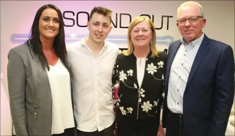  ??  ?? Sound Out Rhythm managing director Conor Moore (second left) with Maura O’Gorman and his parents, Sarah and Paul Moore.