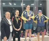  ??  ?? Rebecca Burton and Amelia Monaghan were first and second in the 100m breaststro­ke.