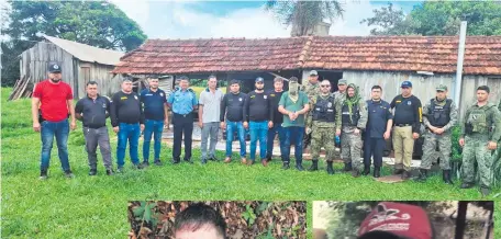  ?? ?? Policías y funcionari­os de la Fiscalía de Amambay con el brasileño capturado.