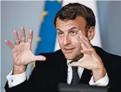  ?? GONZALO FUENTES/AP ?? French President Emmanuel Macron participat­es in a videoconfe­rence summit on a COVID-19 vaccine Monday.