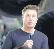  ?? CHRIS CARLSON/ASSOCIATED PRESS ?? SpaceX founder and chief executive Elon Musk speaks earlier this month in Hawthorne, Calif., after announcing the first private passenger on a trip around the moon.