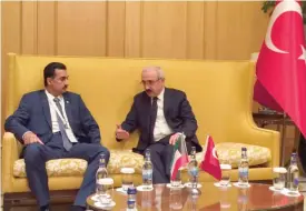  ??  ?? ISTANBUL: Minister of Commerce and Industry Yousif Al-Ali (left) meets with Turkish Minister of Developmen­t Lutfi Elvan. —KUNA