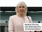  ??  ?? Nadine Dorries has defended the recommenda­tion