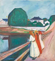  ?? FOTO: MUSEUM FOLKWANG ?? „Die Mädchen auf der Brücke“– bereits in diesem Bild offenbart sich Munchs Prinzip der Isolierung.