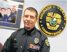  ?? GEORGE SKENE/STAFF PHOTOGRAPH­ER ?? Mina’s swearing-in ceremony as Orlando police chief isn’t until next month.