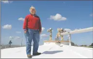  ?? BEA AHBECK/NEWS-SENTINEL ?? White Slough Wastewater Treatment Plant superinten­dent Karen Honer poses for a picture on top of one of the digesters in Lodi on Thursday.