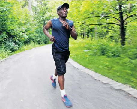  ?? JOHN KENNEY/ THE GAZETTE ?? Walter Dinnall runs on Mount Royal. Dinnall, 73, has completed 38 to 40 marathons. He’s still an avid runner and gets out to the mountain most days and works out at the YMCA. He started running and physical activity only at 35. Running on the mountain...