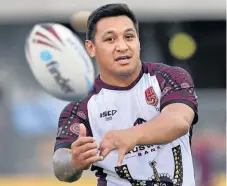  ?? Photo: DARREN ENGLAND/AAP ?? FIRED UP: Josh Papalii at Maroons training at Langlands Park.