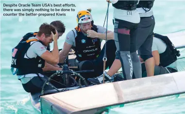  ??  ?? Despite Oracle Team USA’s best efforts, there was simply nothing to be done to counter the better-prepared Kiwis