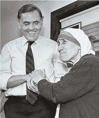  ?? STAFF FILE PHOTO BY NANCY LANE ?? ‘ANGEL OF THE STREETS’: Former Boston Mayor Raymond L. Flynn will be in Rome this week when Mother Teresa of Calcutta is proclaimed a saint by Pope Francis.