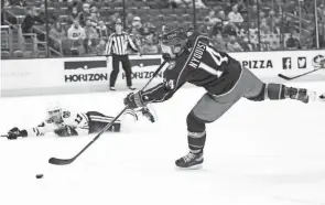  ?? ADAM CAIRNS/COLUMBUS DISPATCH ?? Blue Jackets center Gustav Nyquist scores in the third period Tuesday.